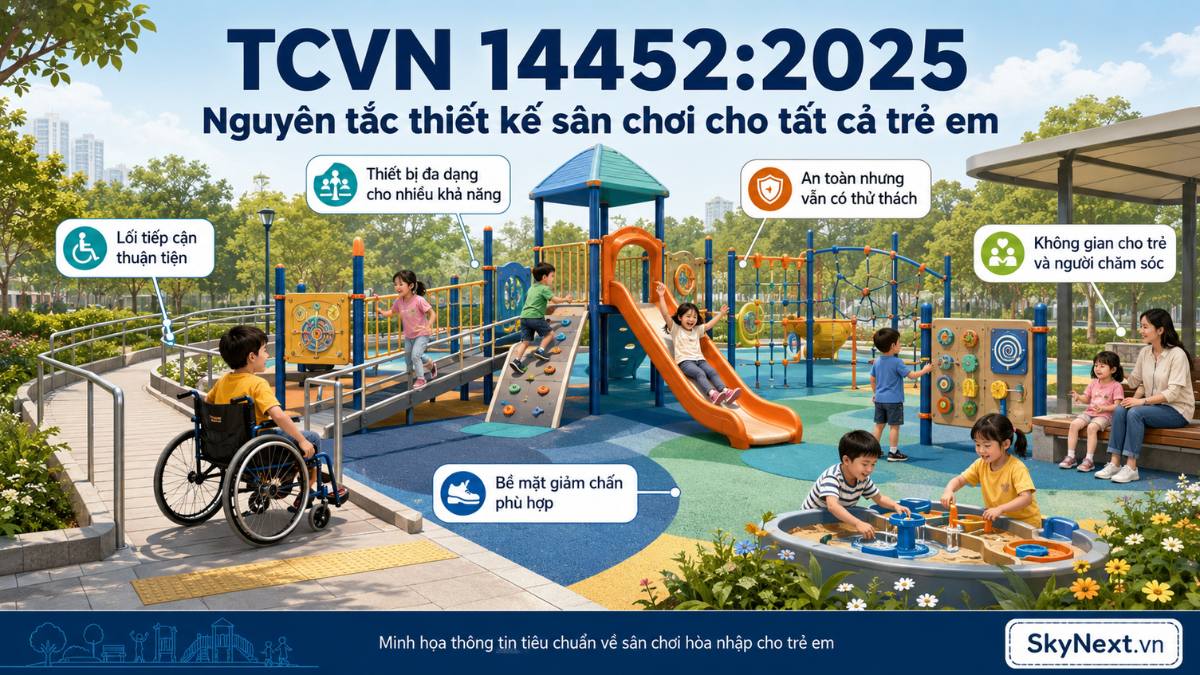 Tiêu chuẩn TCVN 14452:2025 quy định gì về sân chơi trẻ em
