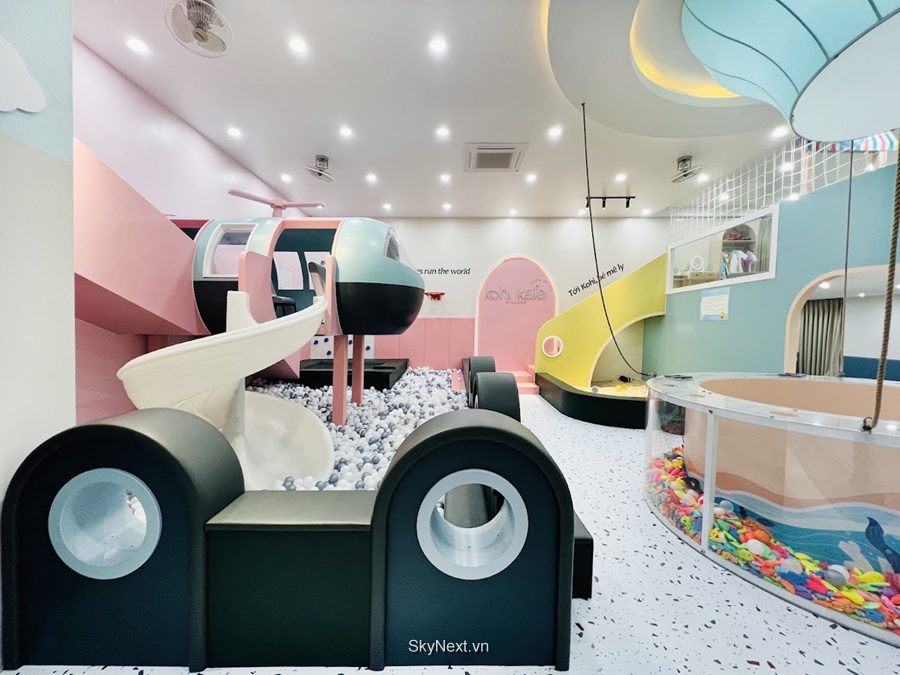 Đầu tư khu vui chơi 150m2 cần bao nhiêu? Ba mức vốn dễ chọn 2 Bố trí thiết bị liên hoàn và hồ bóng trong khu vui chơi trẻ em 150m2